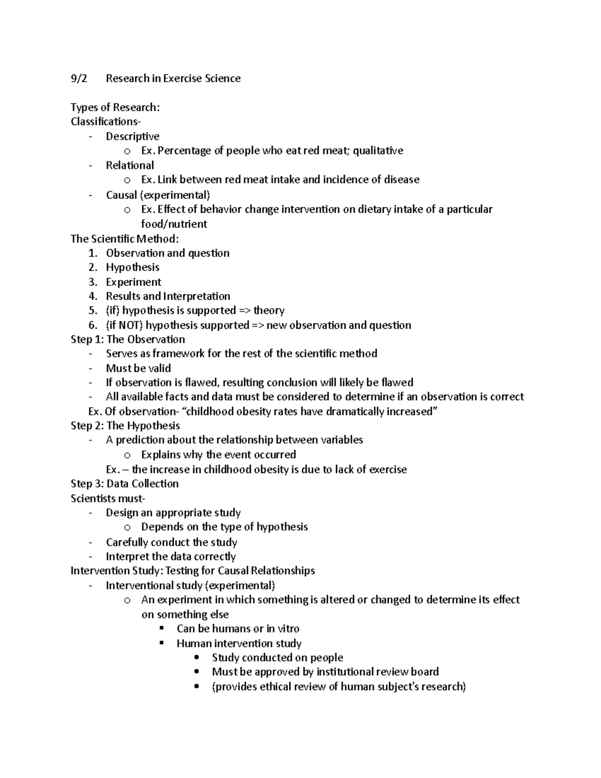 9/2 Research Methods in Exercise Science: Overview and Analysis - Studocu