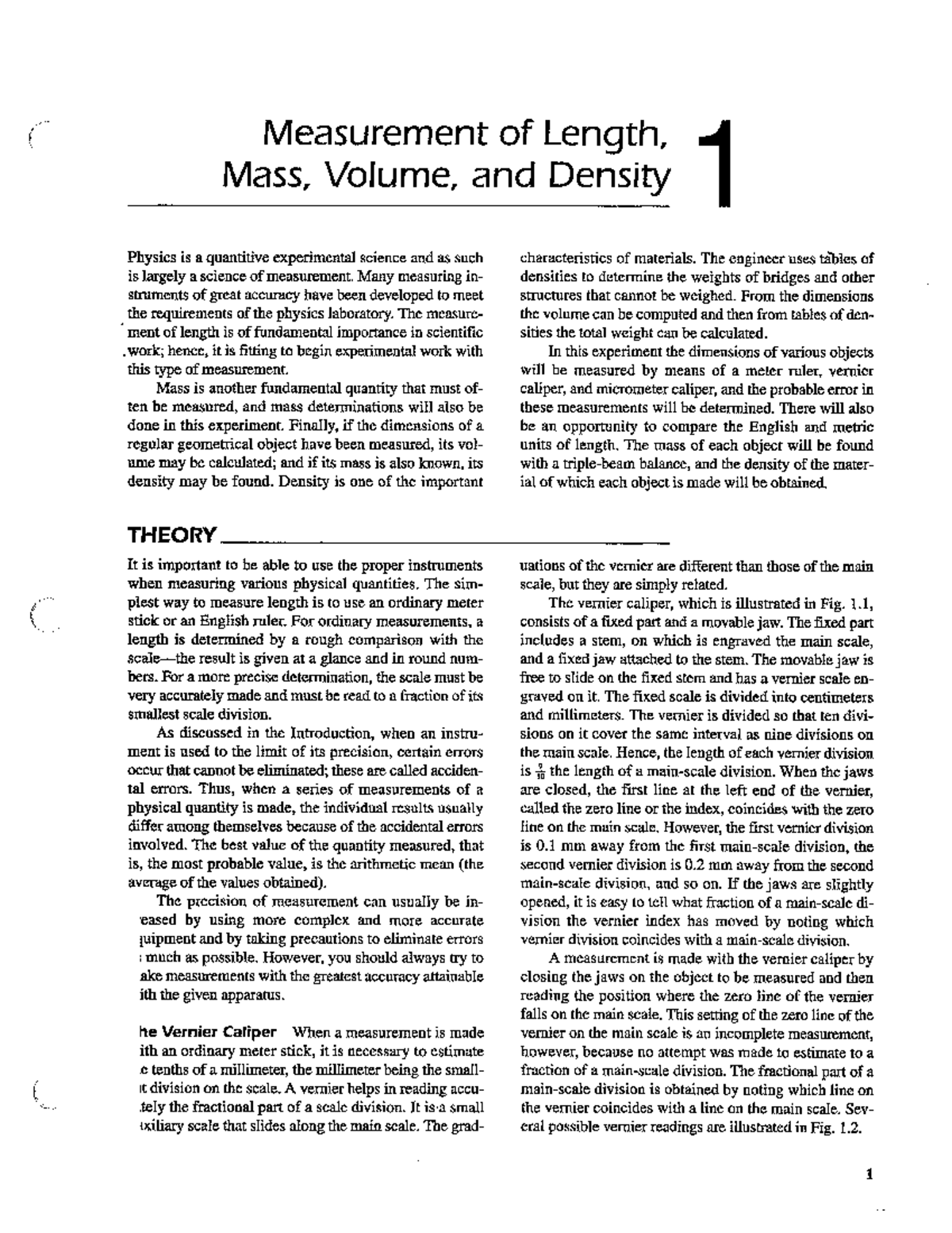 Measurement of Length, Mass, Volume, and Density in Physics (PHYS 101 ...