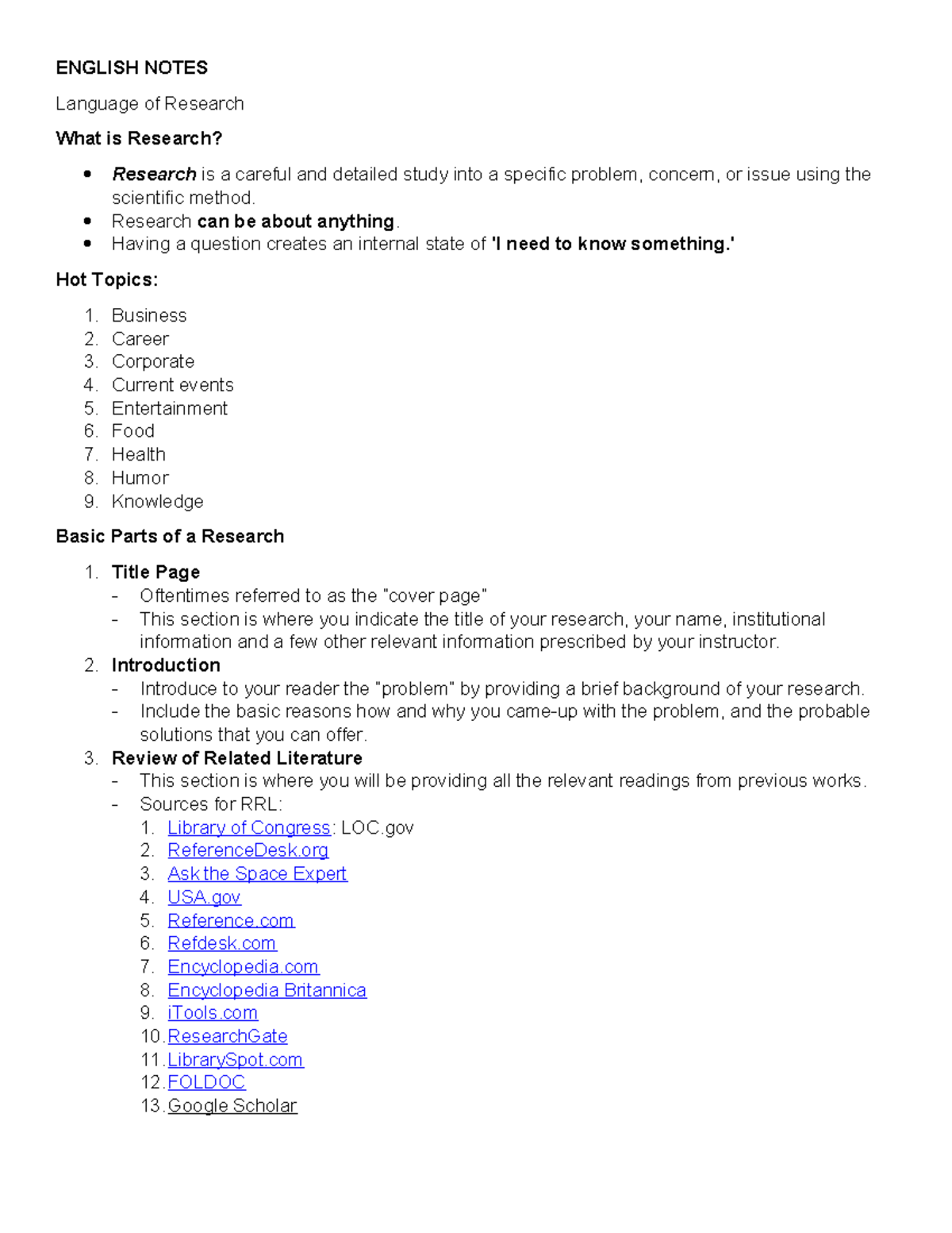 ENGLISH 101: Language Research Notes and Methodology Guide - Studocu