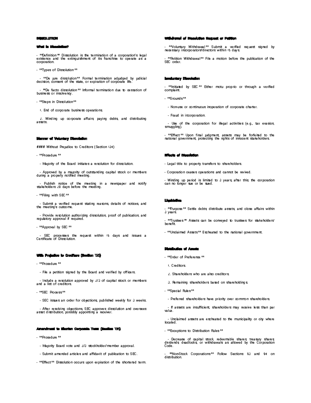 Dissolution - Types of Dissolution: De jure dissolution: Formal ...