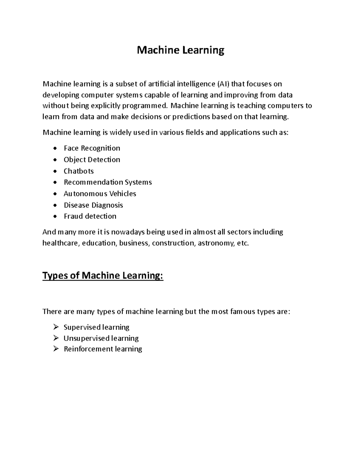 Machine Learning Concepts and Techniques - ML-1 - Studocu
