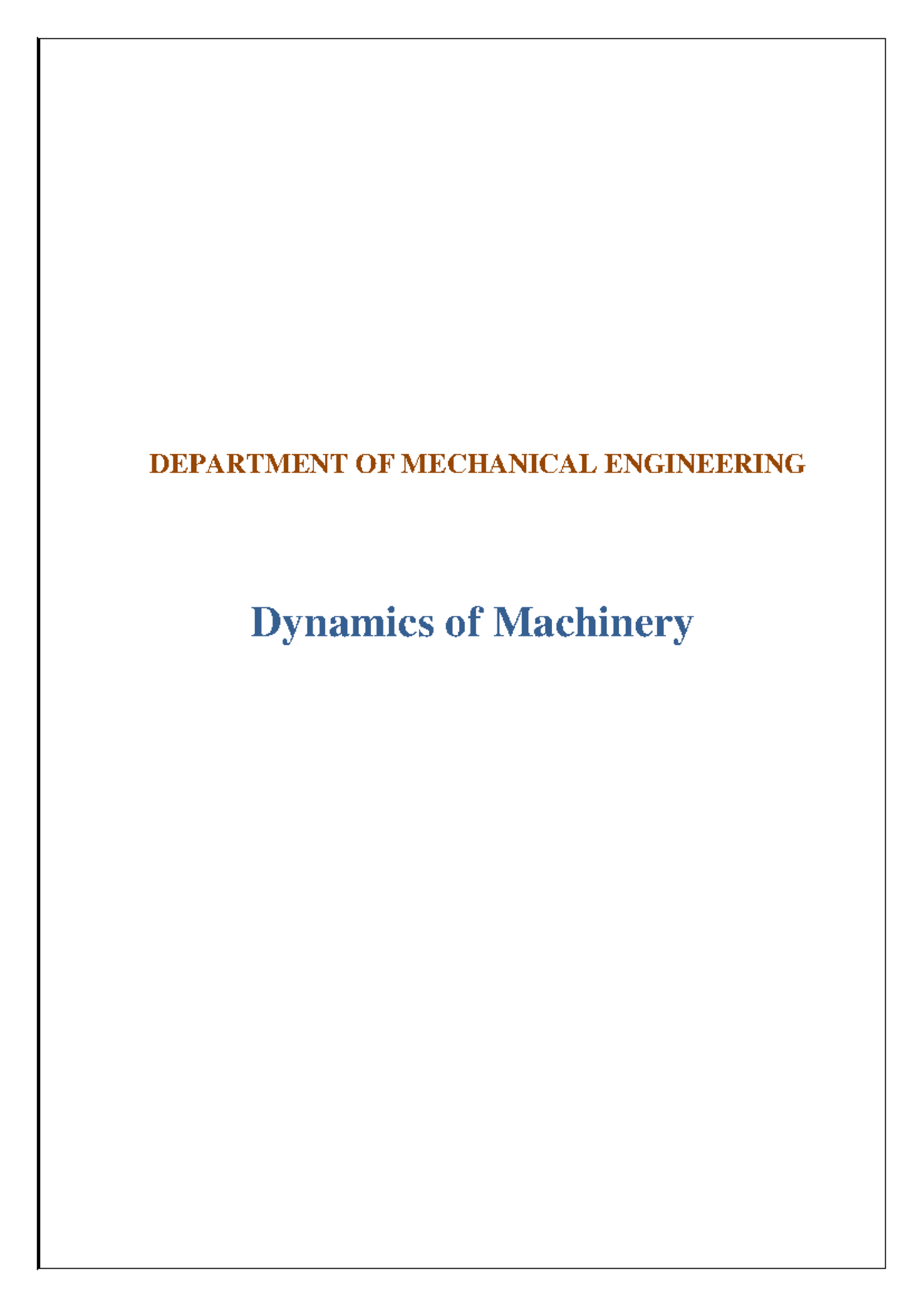 MET51 - Dynamics of Machinery Lecture Notes (Unit I) - Studocu