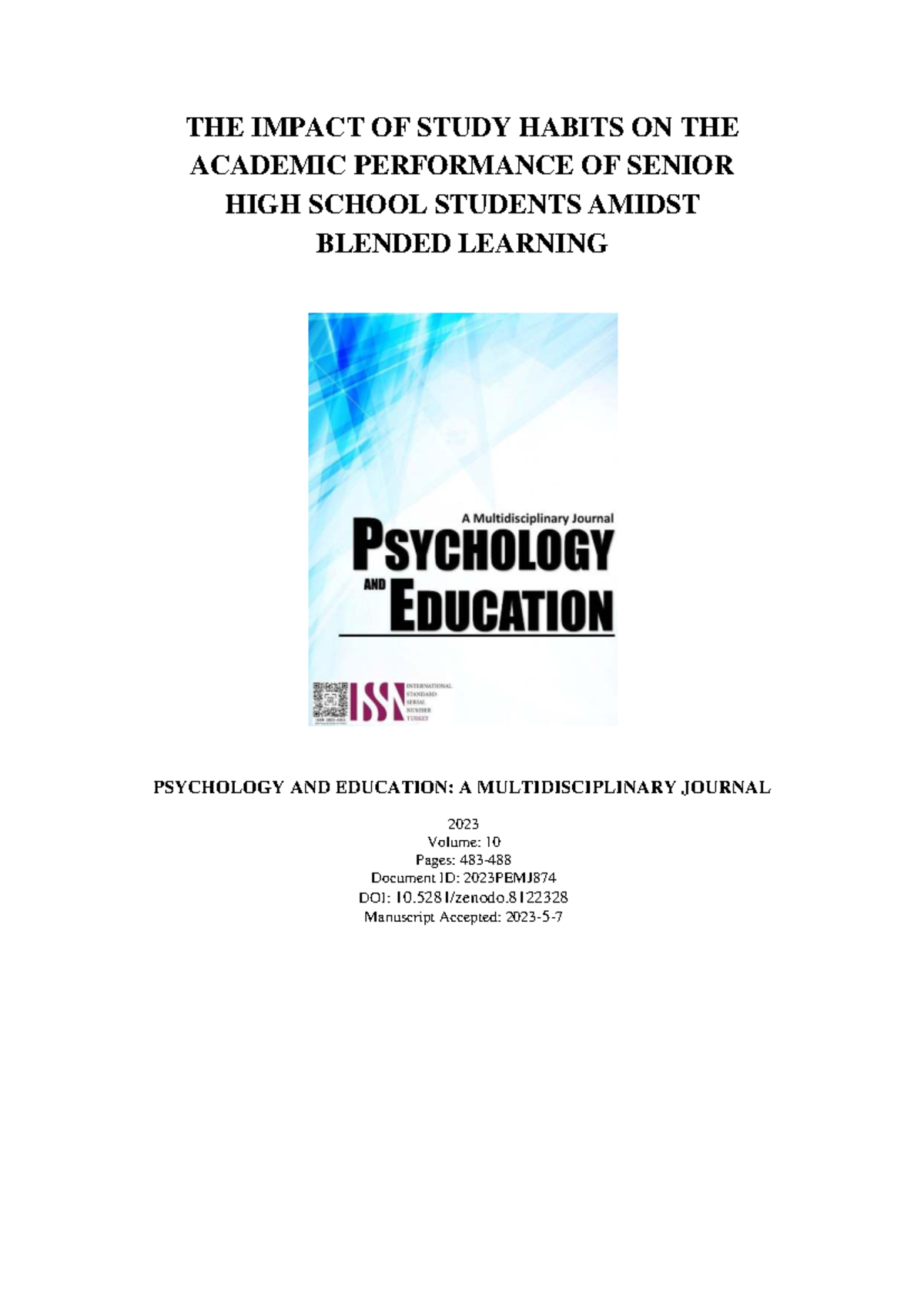 The Impact of Study Habits on Academic Performance in SHS Amidst ...