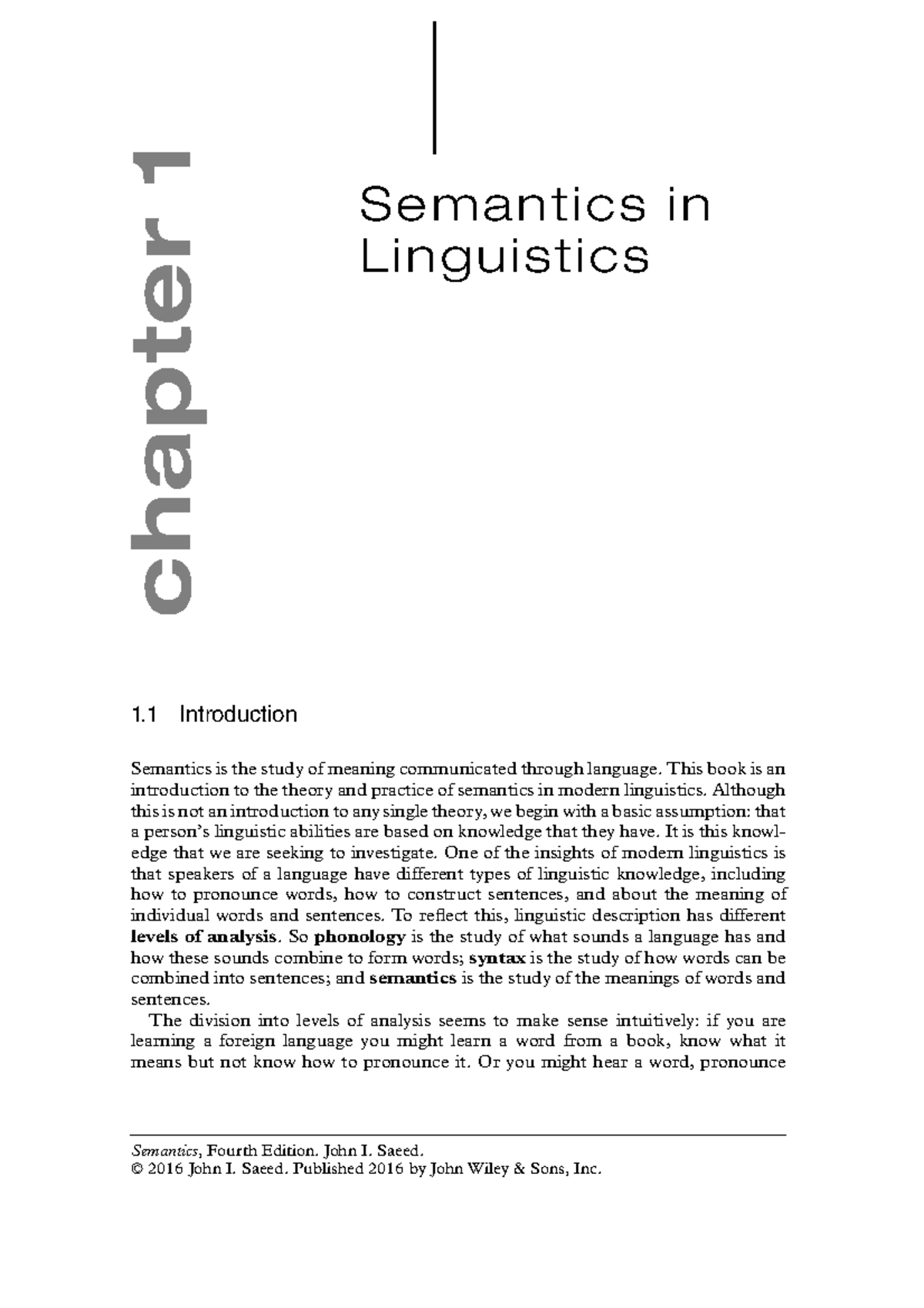 Linguistics 1: Semantics - Chapter 1 Overview and Key Concepts - Studocu