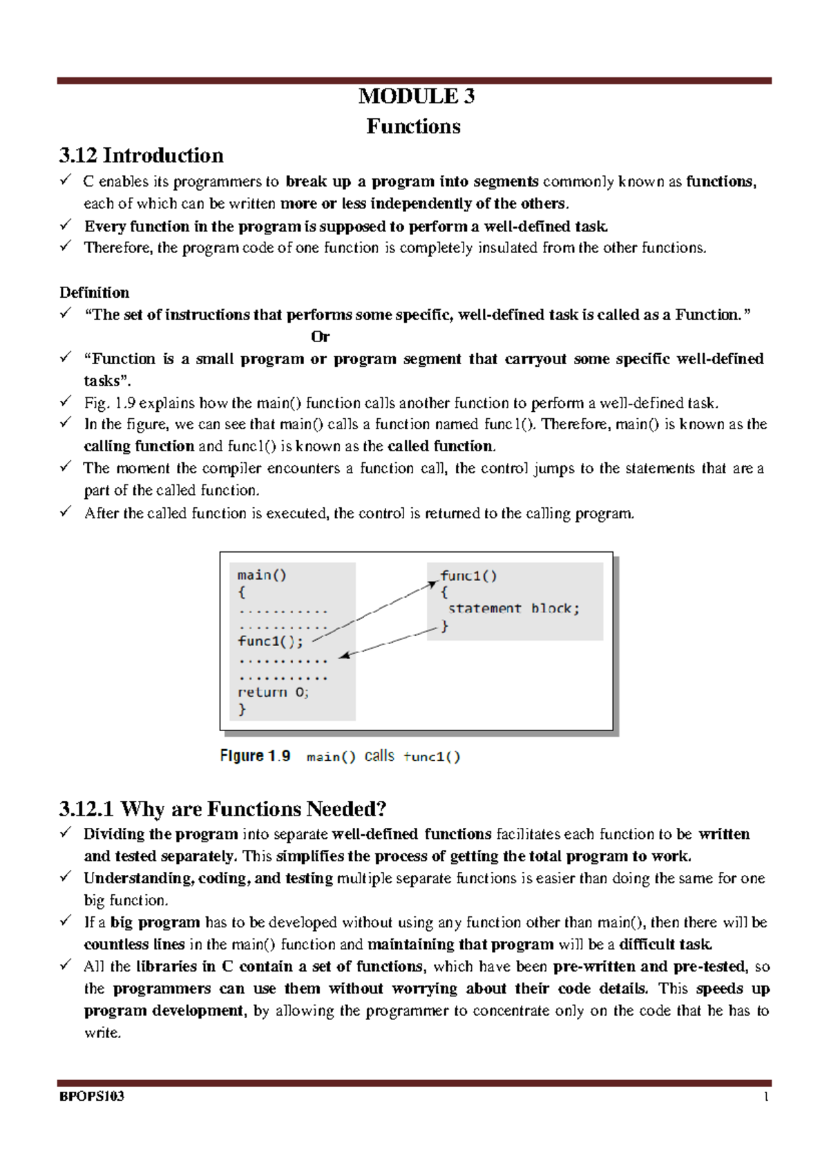 BPOPS103 Module 3 Functions: Practice Material and Overview - Studocu