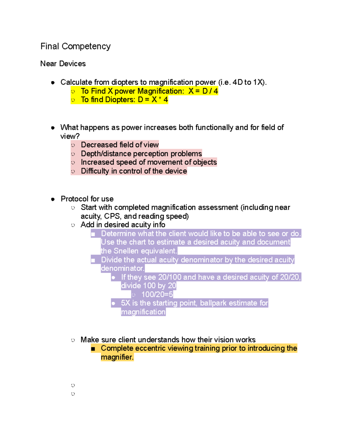 Final Competency Lab Study Guide for Near & Distance Devices - Studocu