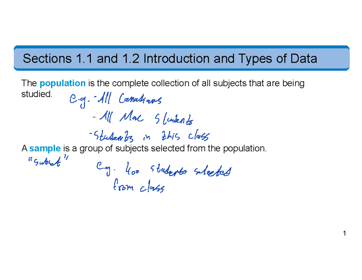 Section 1.1 and 1 - Notes from lecture material. - 1 Sections 1 and 1 ...