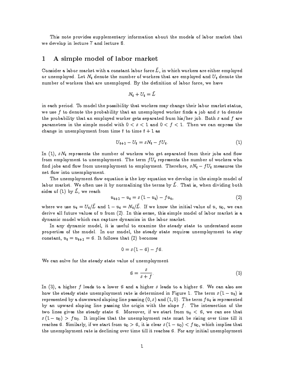 Labour Market Models: Lecture 7 & 8 Notes for ECON 101 - Studocu