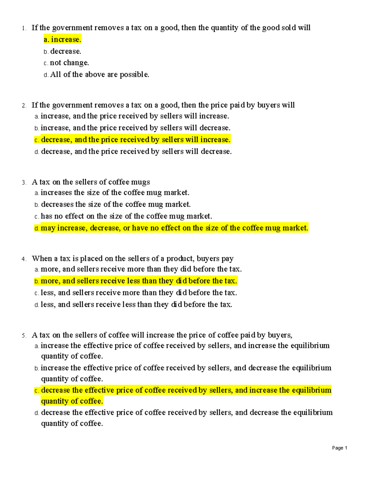 Sec 6.2 MC Taxes - Practice Questions and Answers - Studocu