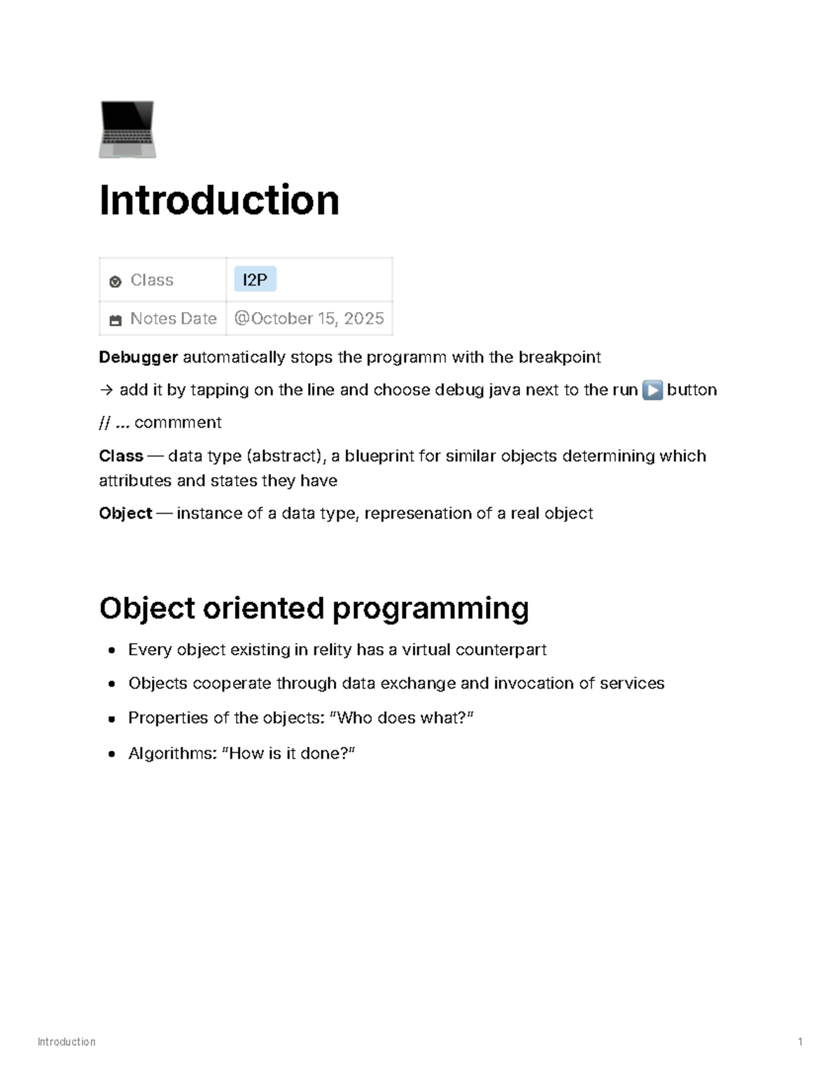 Programming Notes for Class I2P: Object-Oriented Concepts and Java ...