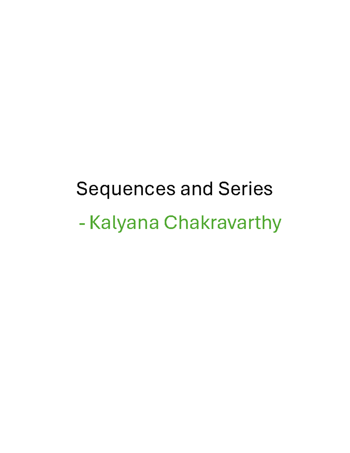Sequences and Series: Online Lecture Notes - Studocu