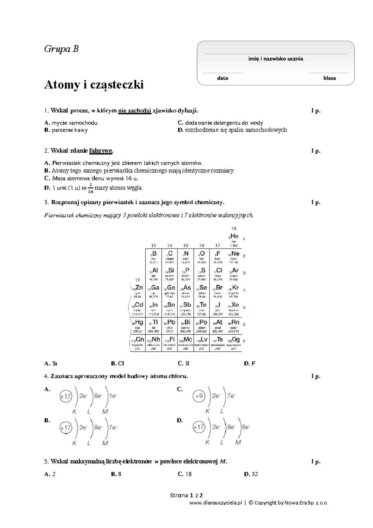 Związki Węgla Z Wodorem Sprawdzian Klasa 8 www.studocu.com