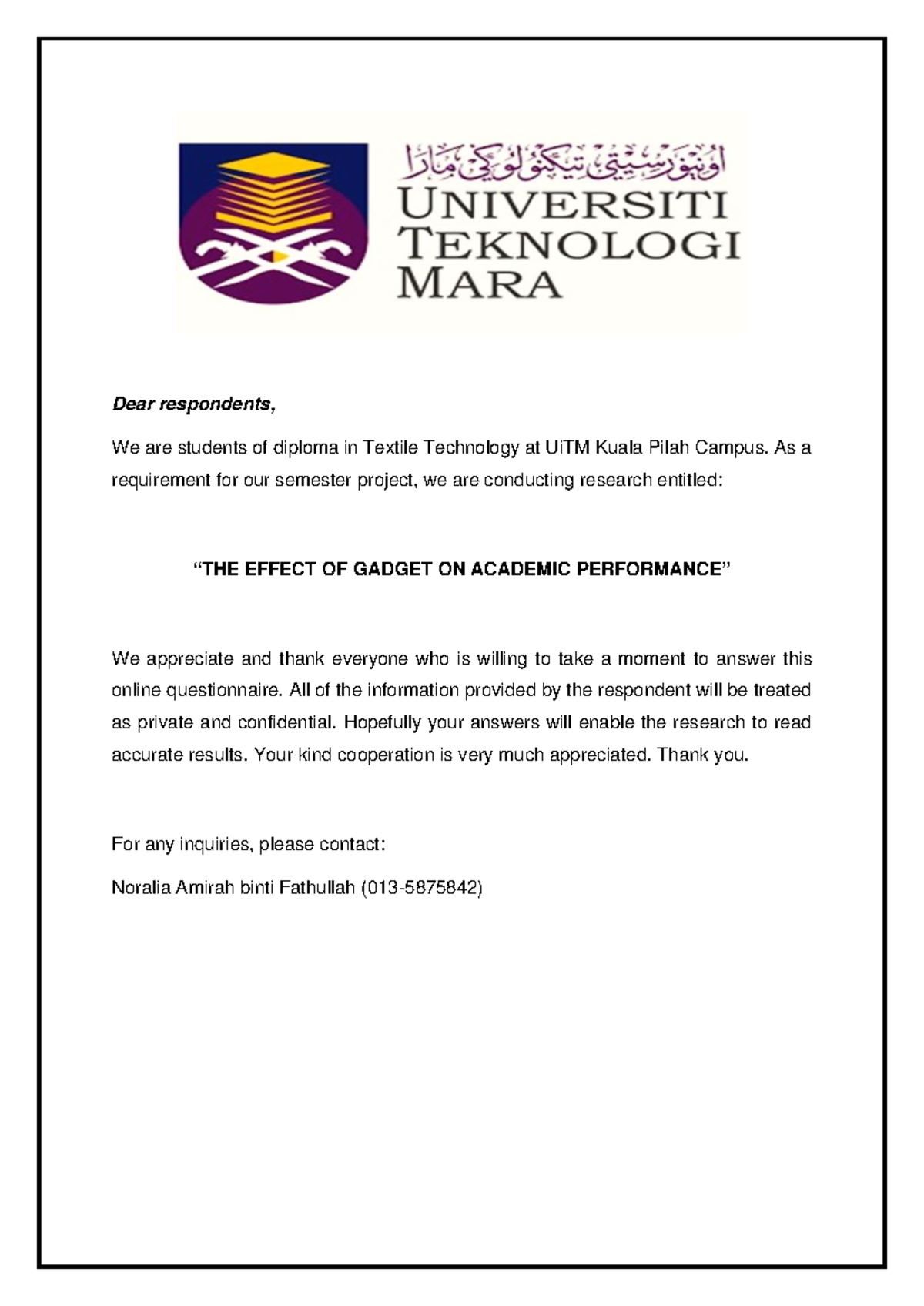 Effect of Gadgets on Academic Performance: Questionnaire AS1183A1 - Studocu