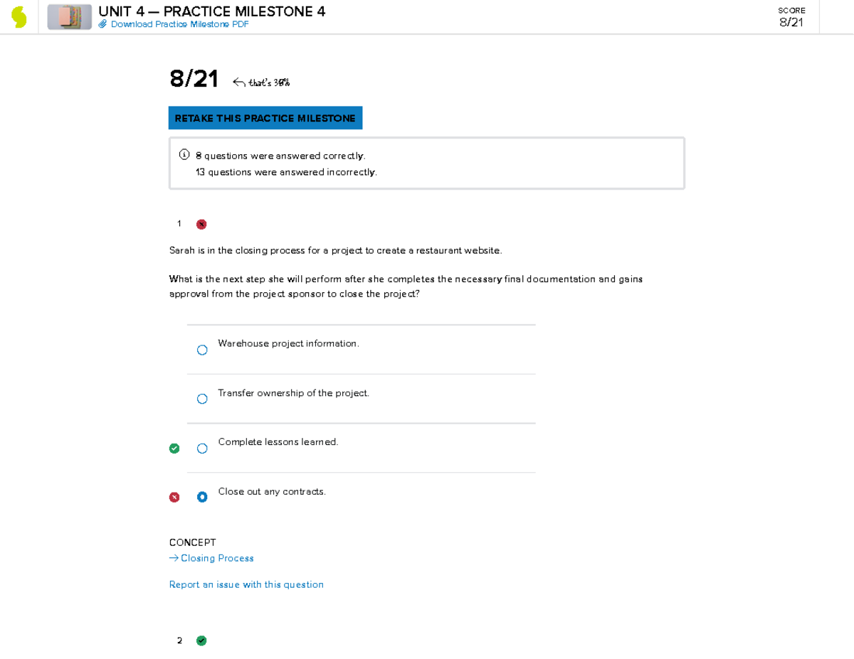 Sophia PM Practice Milestone 4-10: Project Closing & Lessons Learned ...