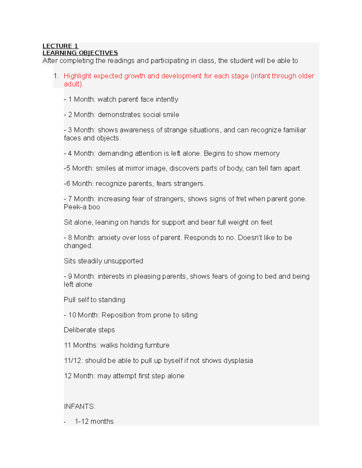 EXAM 1 - Patho objectives - LECTURE 1 LEARNING OBJECTIVES After ...