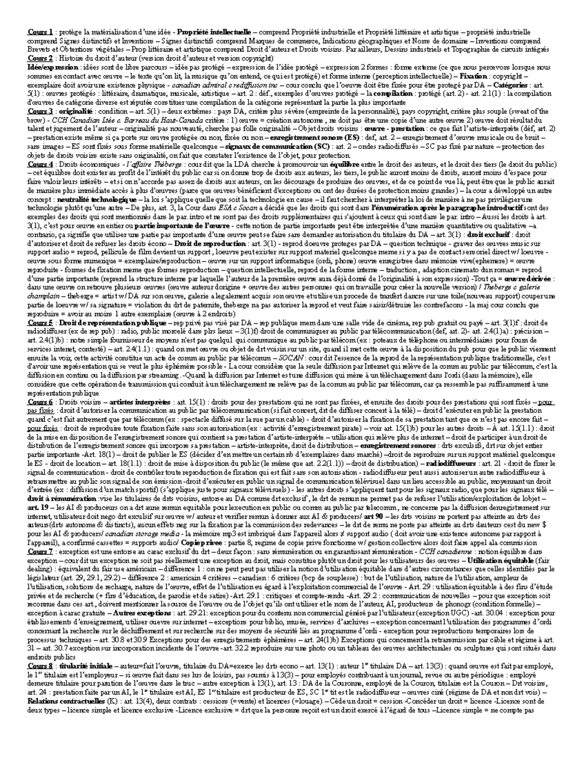 Aide-mémoire (propriété intellectuelle) - Cours 1 : protège la ...