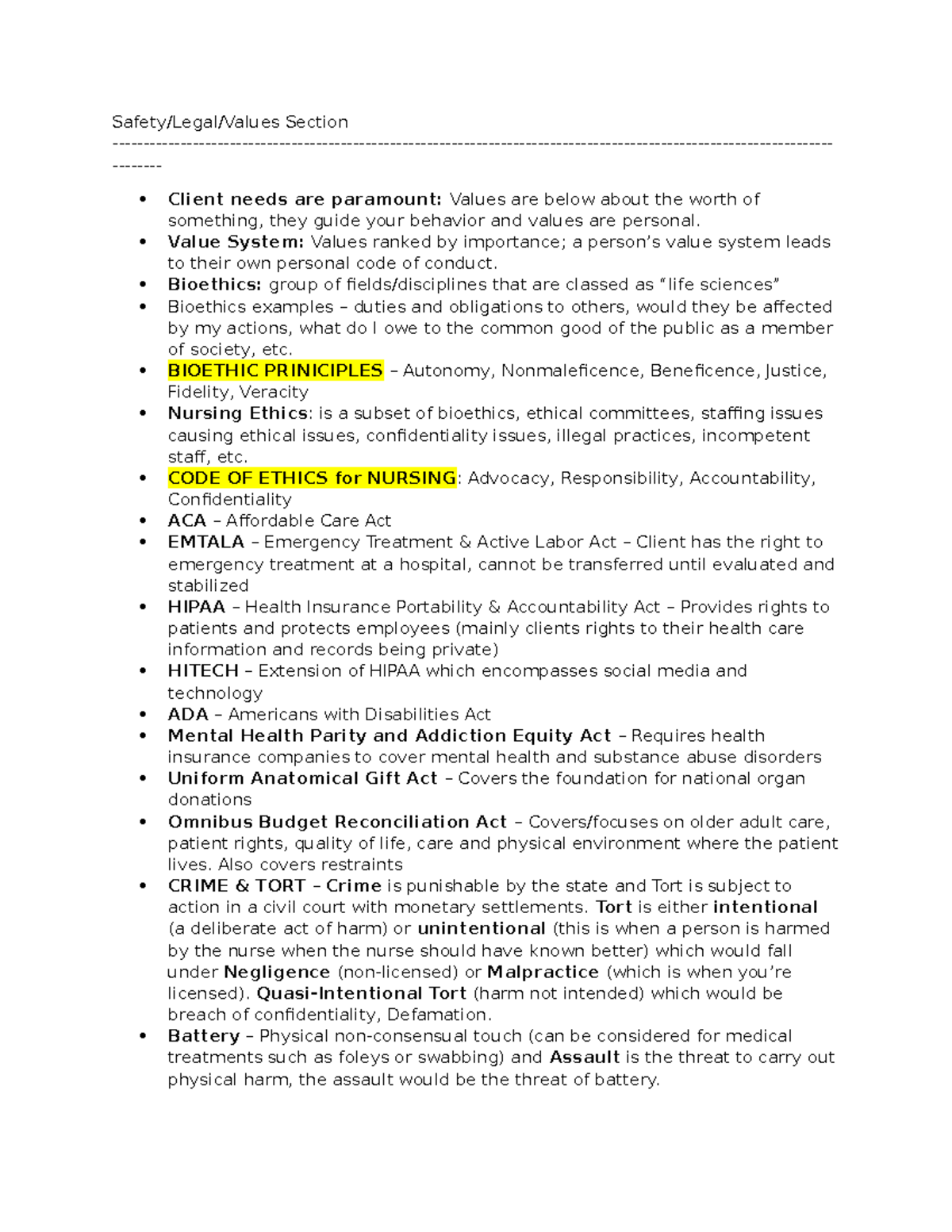 NUR 301 Final Exam Study Notes: Safety, Ethics, and Nursing Care - Studocu