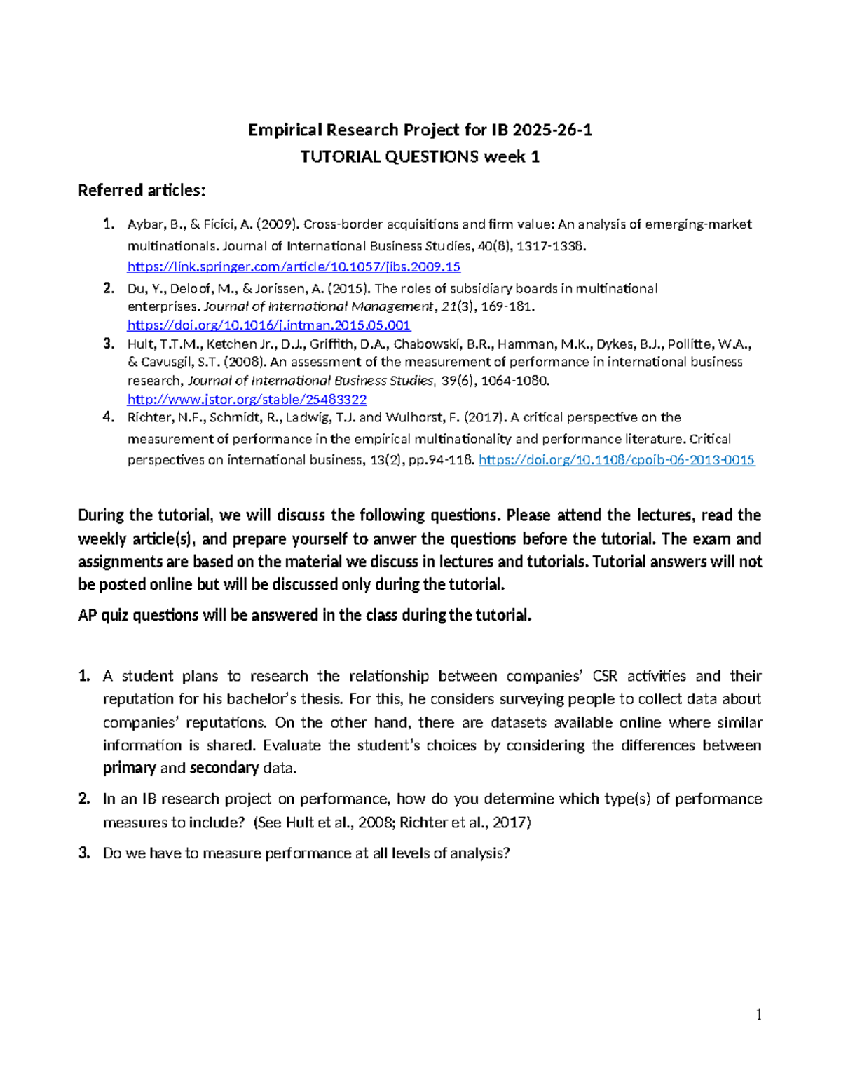 ERP25-26-1: Week 1 Tutorial Questions on Empirical Research Project ...