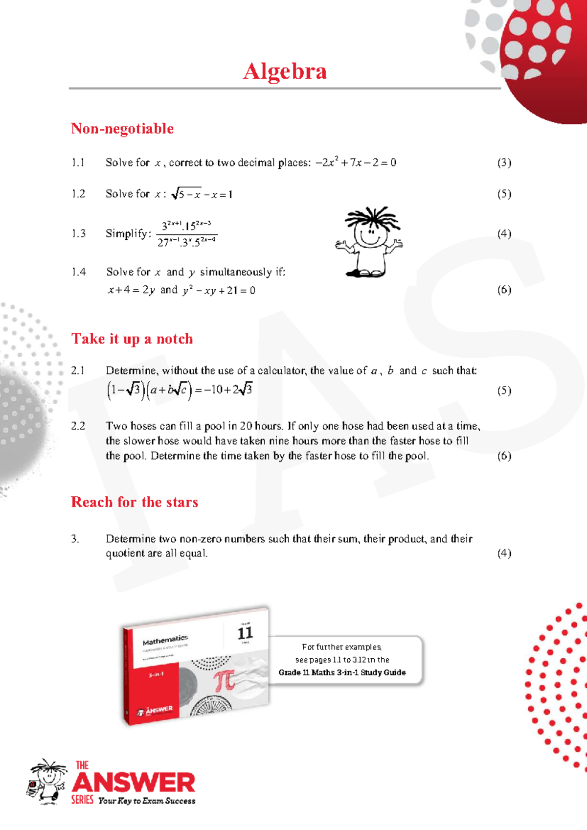 Grade 11 Maths Revision Questions - The Answer Series (TAS) - Studocu