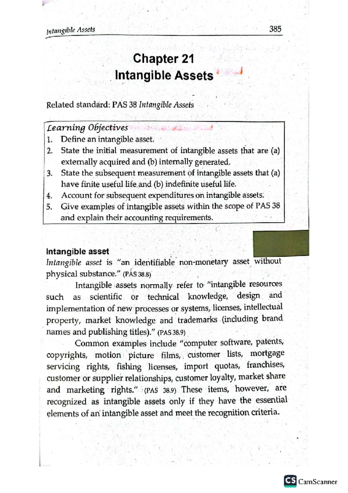 PAS 385 Chapter 21: Understanding Intangible Assets and Their ...
