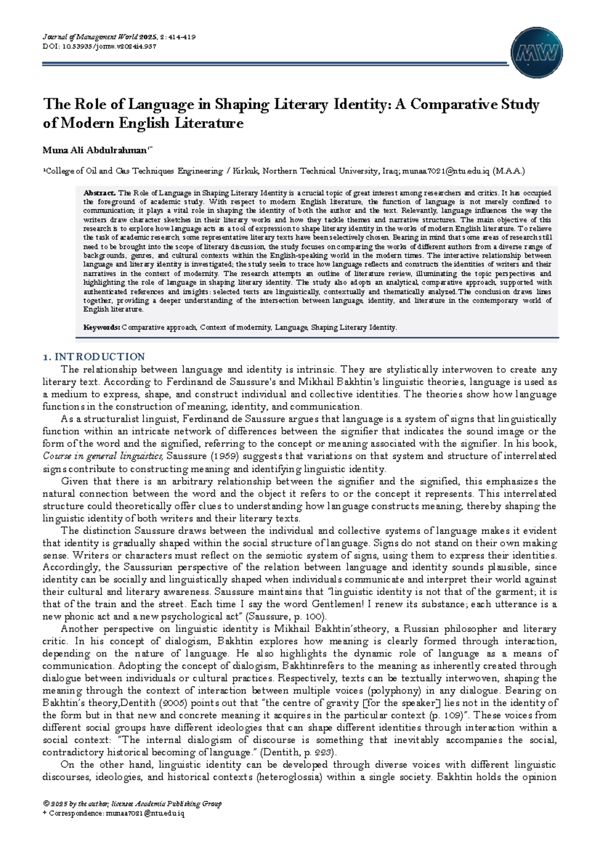 The Role of Language in Shaping Literary Identity: A Comparative Study ...