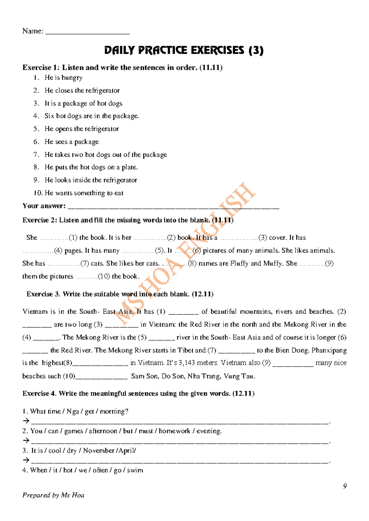Practice 3 - Daily Exercises for Listening and Writing Skills - Studocu