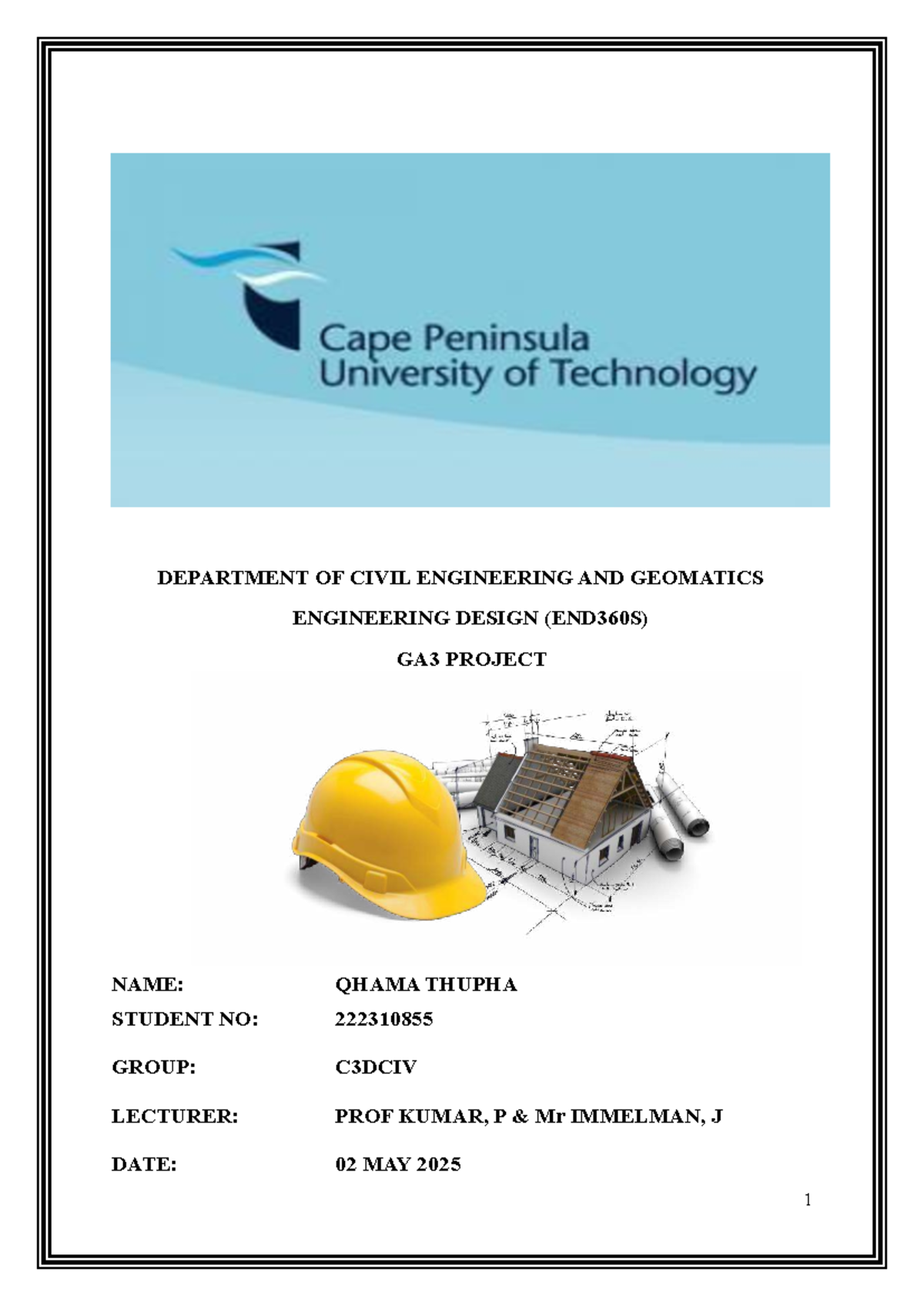 END360S GA3 Project Report: Structural Design of Qhama Thupha - Studocu