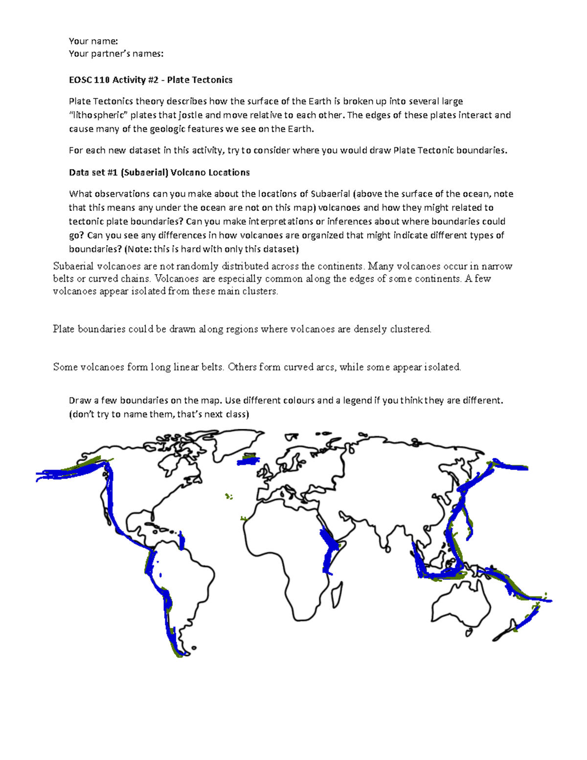 EOSC 110 Activity: Analyzing Plate Tectonics and Boundaries - Studocu