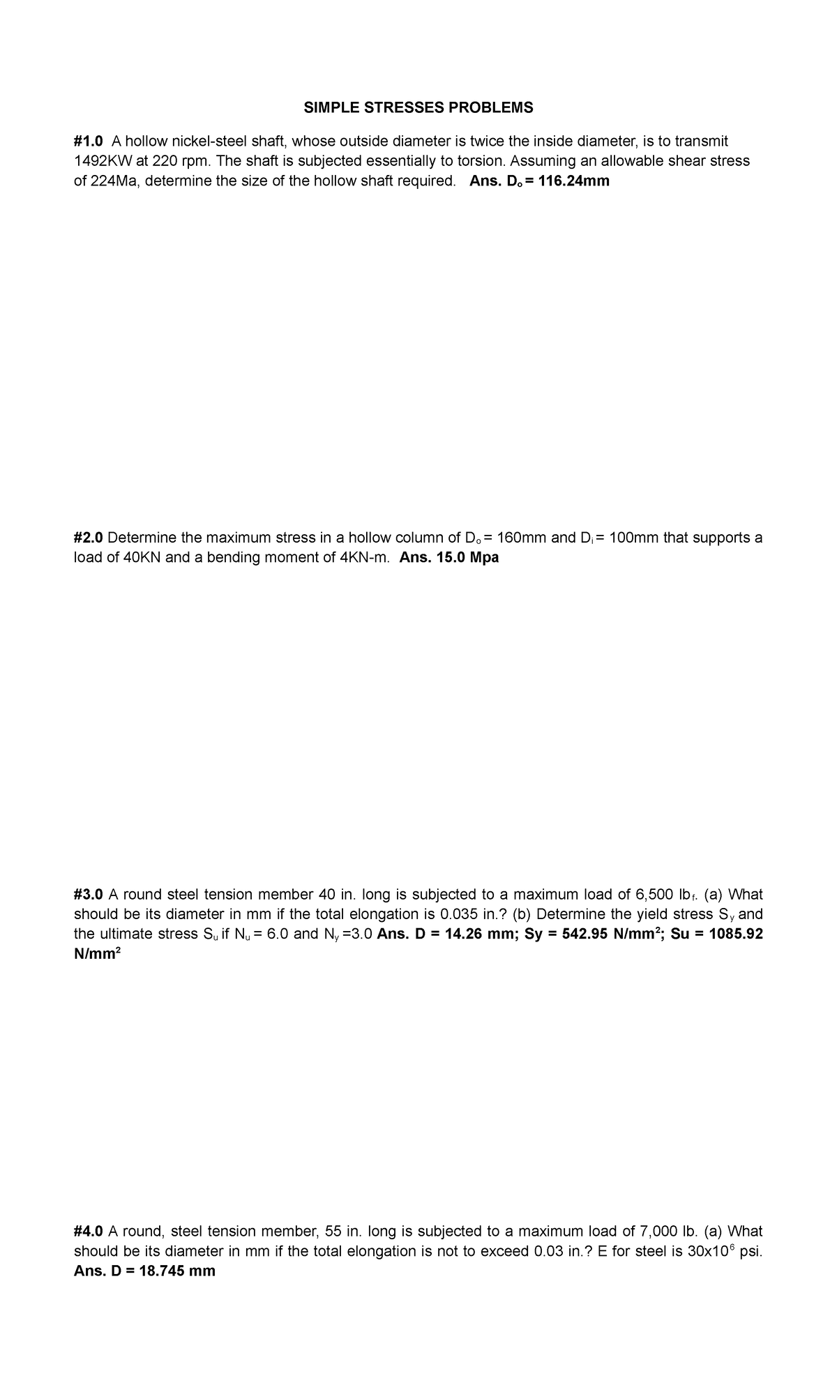 Simple Stresses Problems - Analysis and Solutions for 220 RPM Systems ...