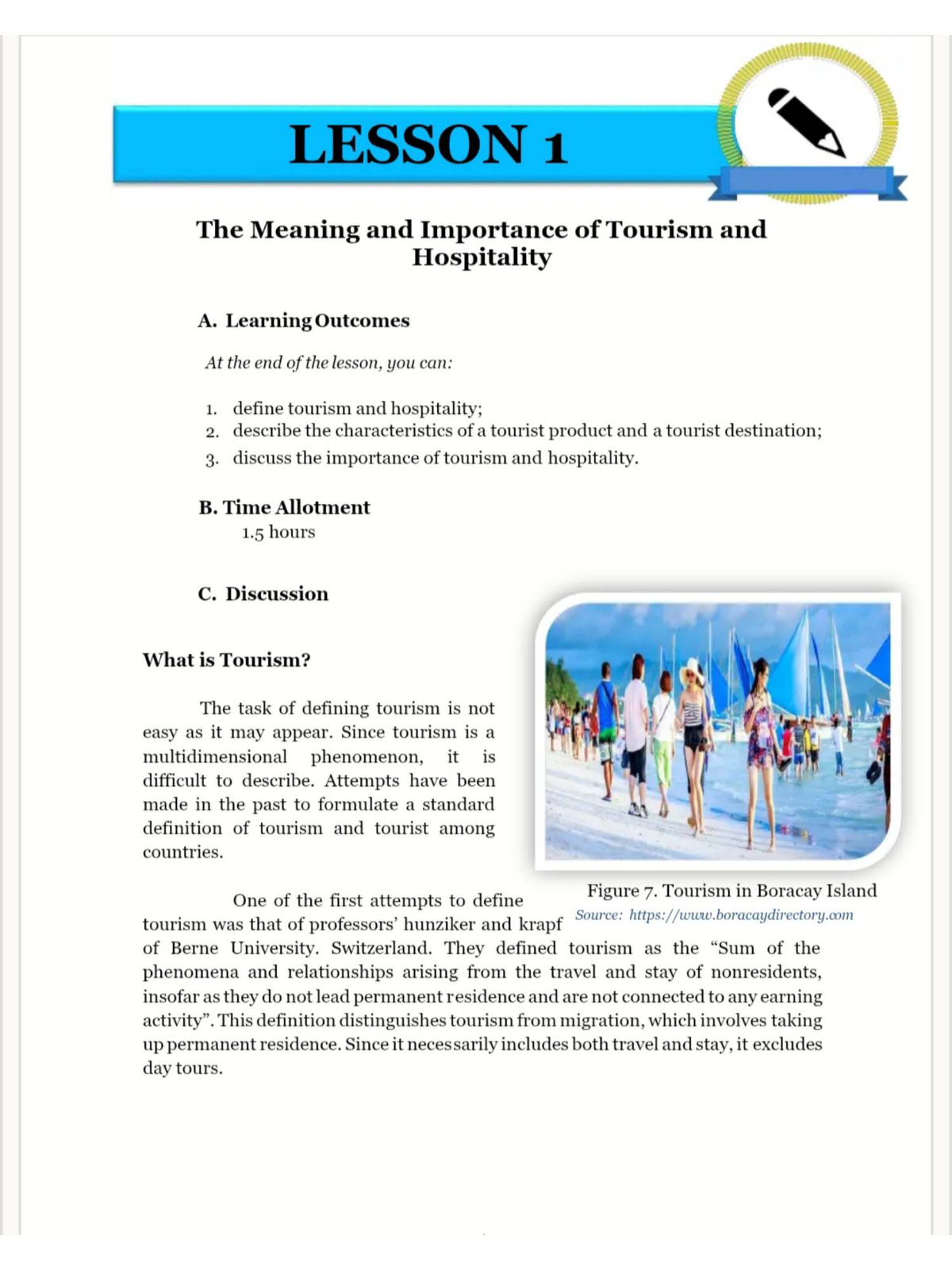 LESSON 1: Understanding the Significance of Tourism & Hospitality (MPTH ...