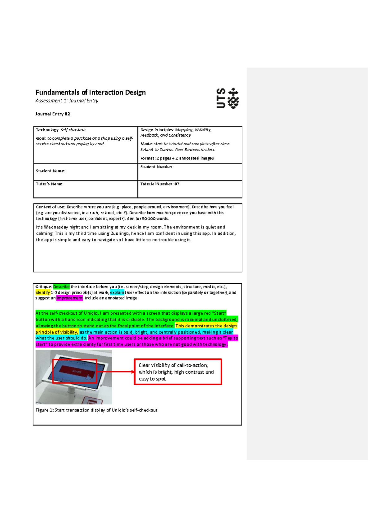 Fundamentals of Interaction Design Assessment 1: Journal Entry #2 - Studocu