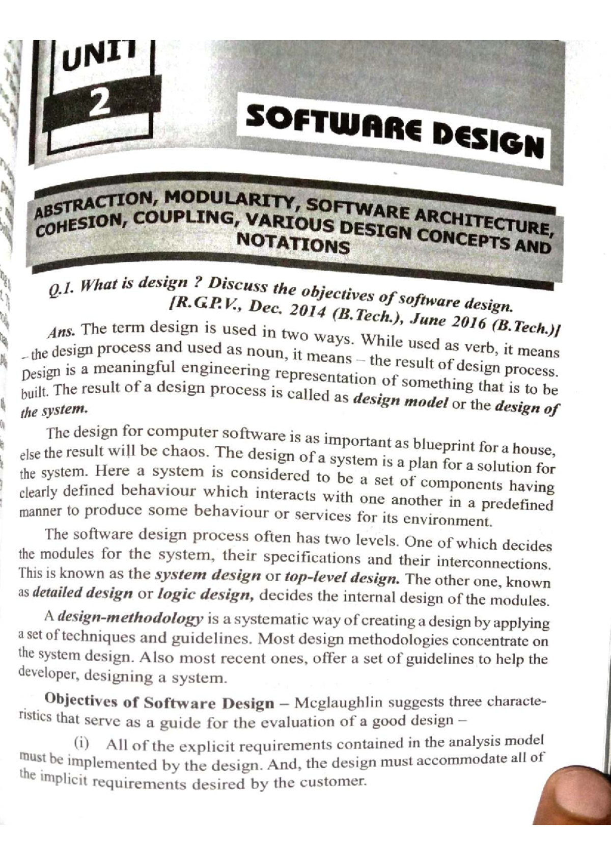 UNIT 2 - Software Design Notations & Architecture Overview (MCA) - Studocu