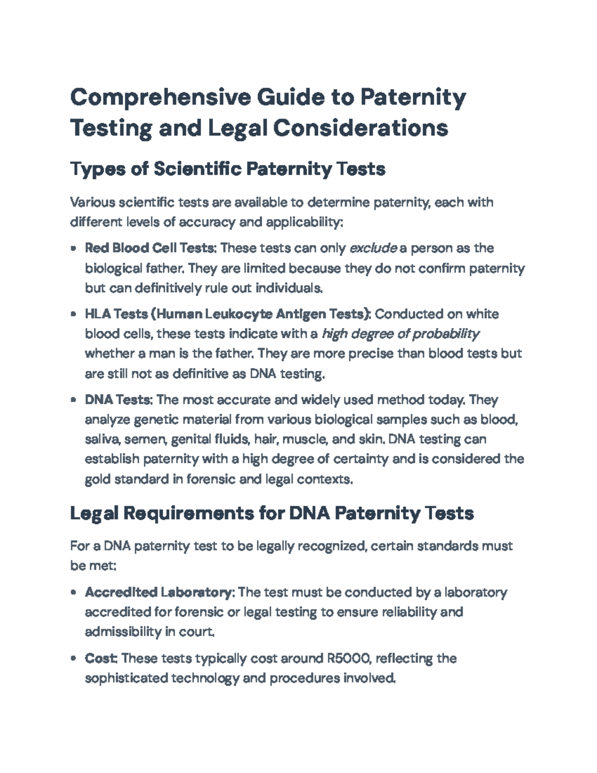 Paternity Testing & Legal Considerations: A Comprehensive Overview ...