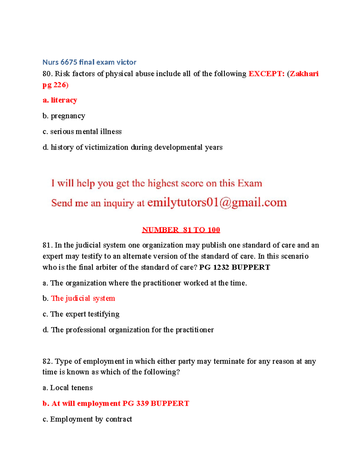 Nurs 6675 Final Exam Study Guide by Victor - Studocu