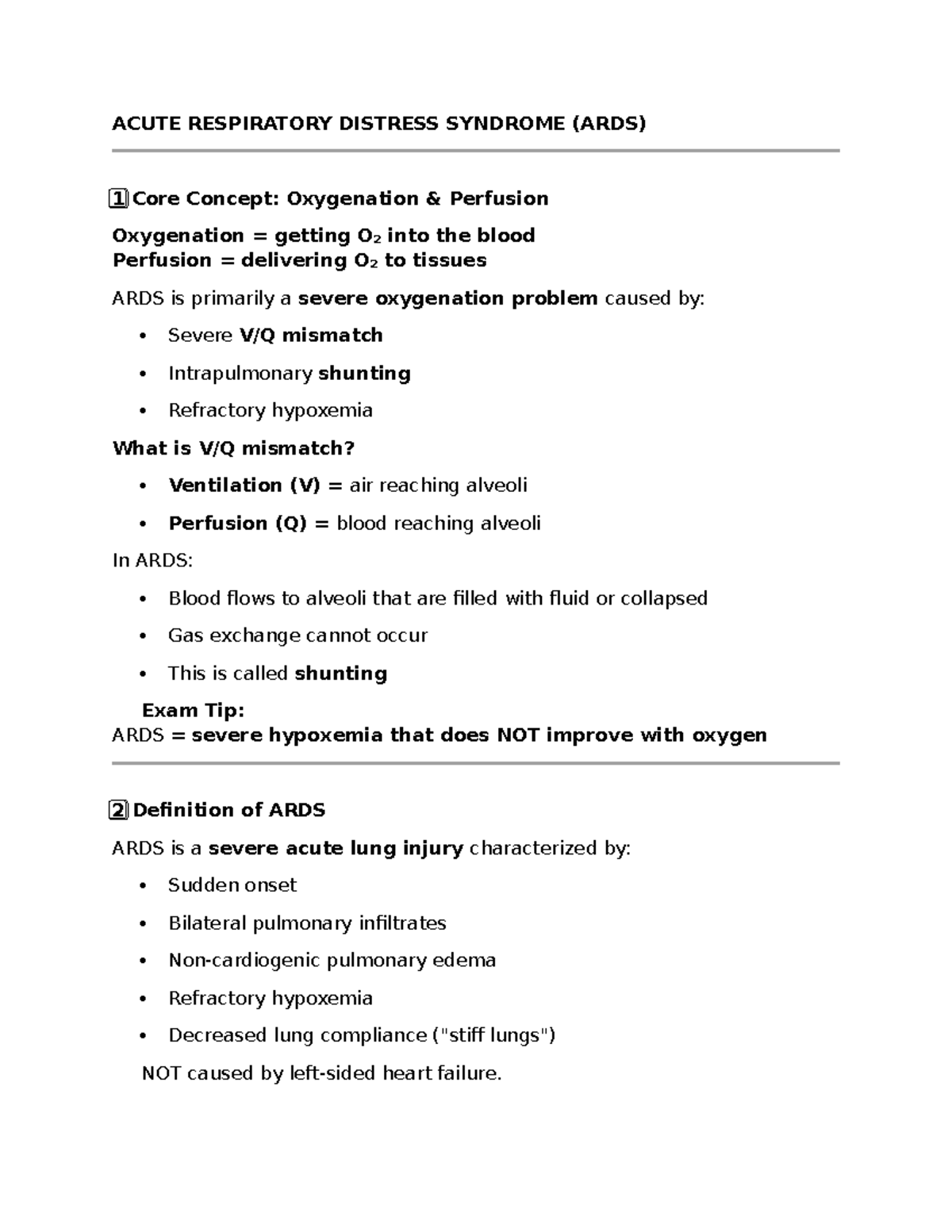 Level 4 ARDS SCF - Lecture Notes on Acute Respiratory Distress Syndrome ...