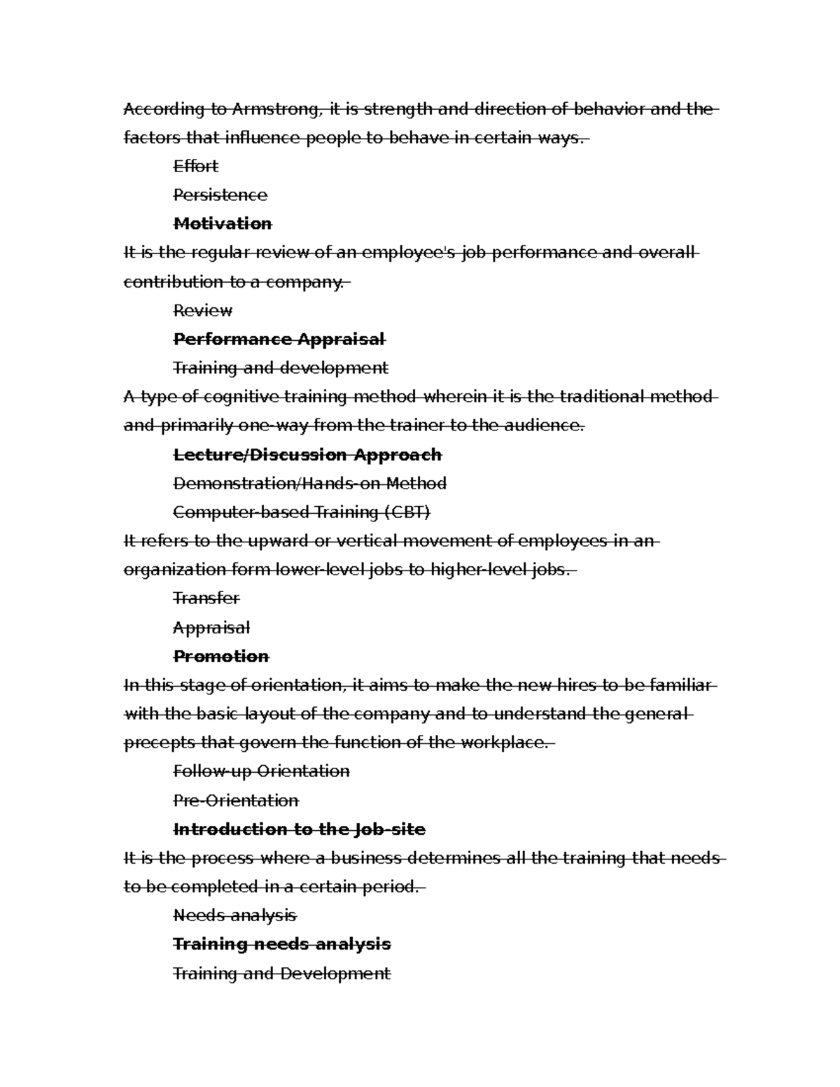 Quiz in HRM: Key Concepts of Performance and Training Methods - Studocu