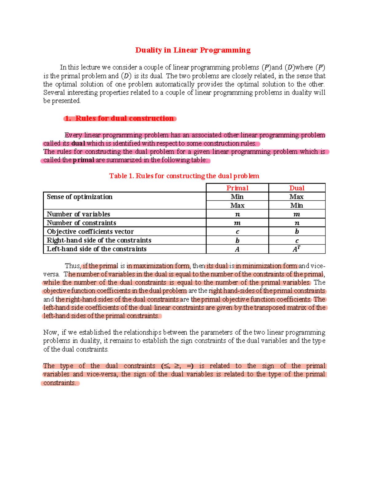 Lecture 12 - Duality in Linear Programming In this lecture we consider ...