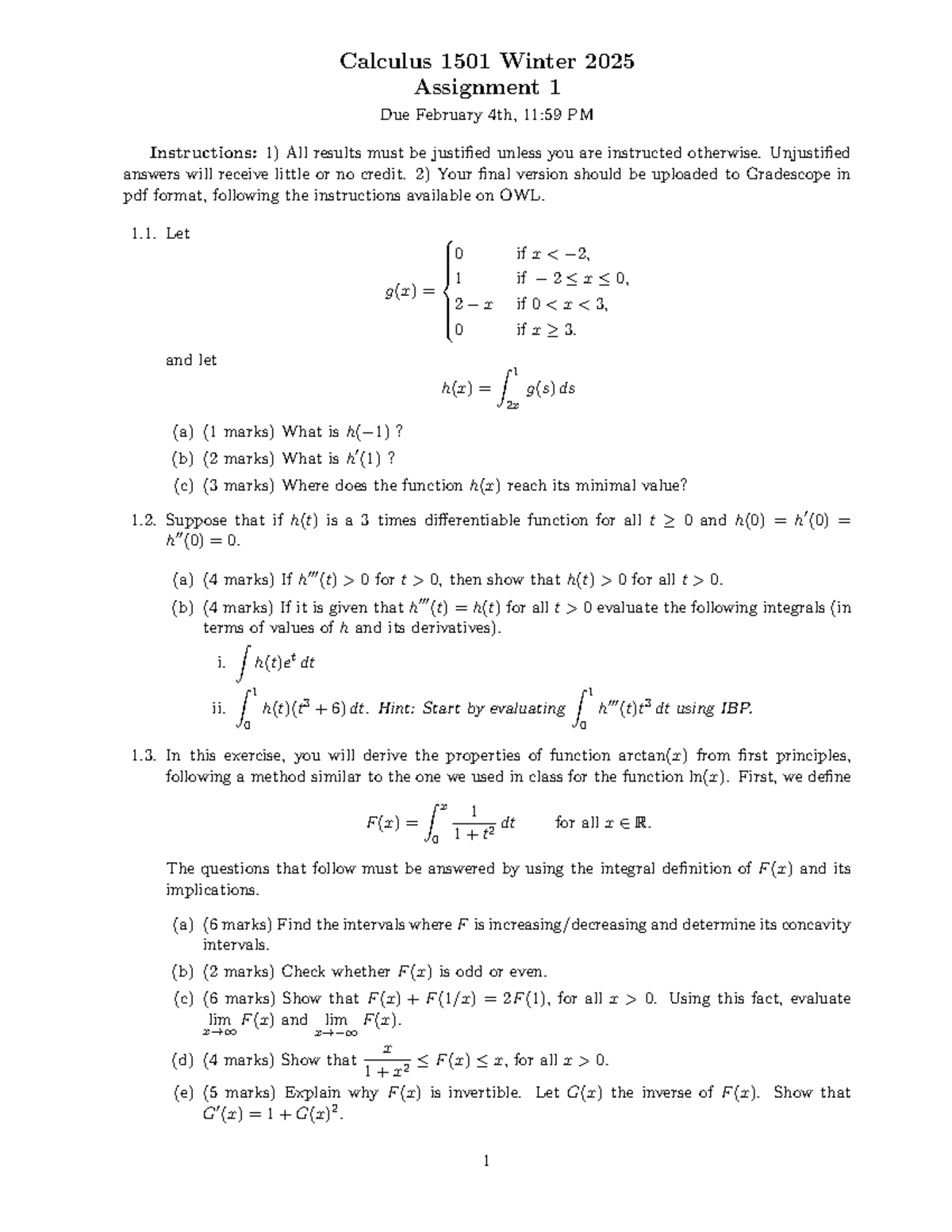 CALC1501B 2025 Assignment 1 - Calculus 1501 Winter 2025 Assignment 1 ...