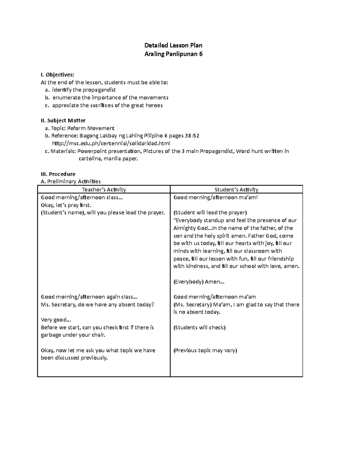 Comprehensive Reviewer & Lesson Plan: Bill of Rights (1987 Const ...