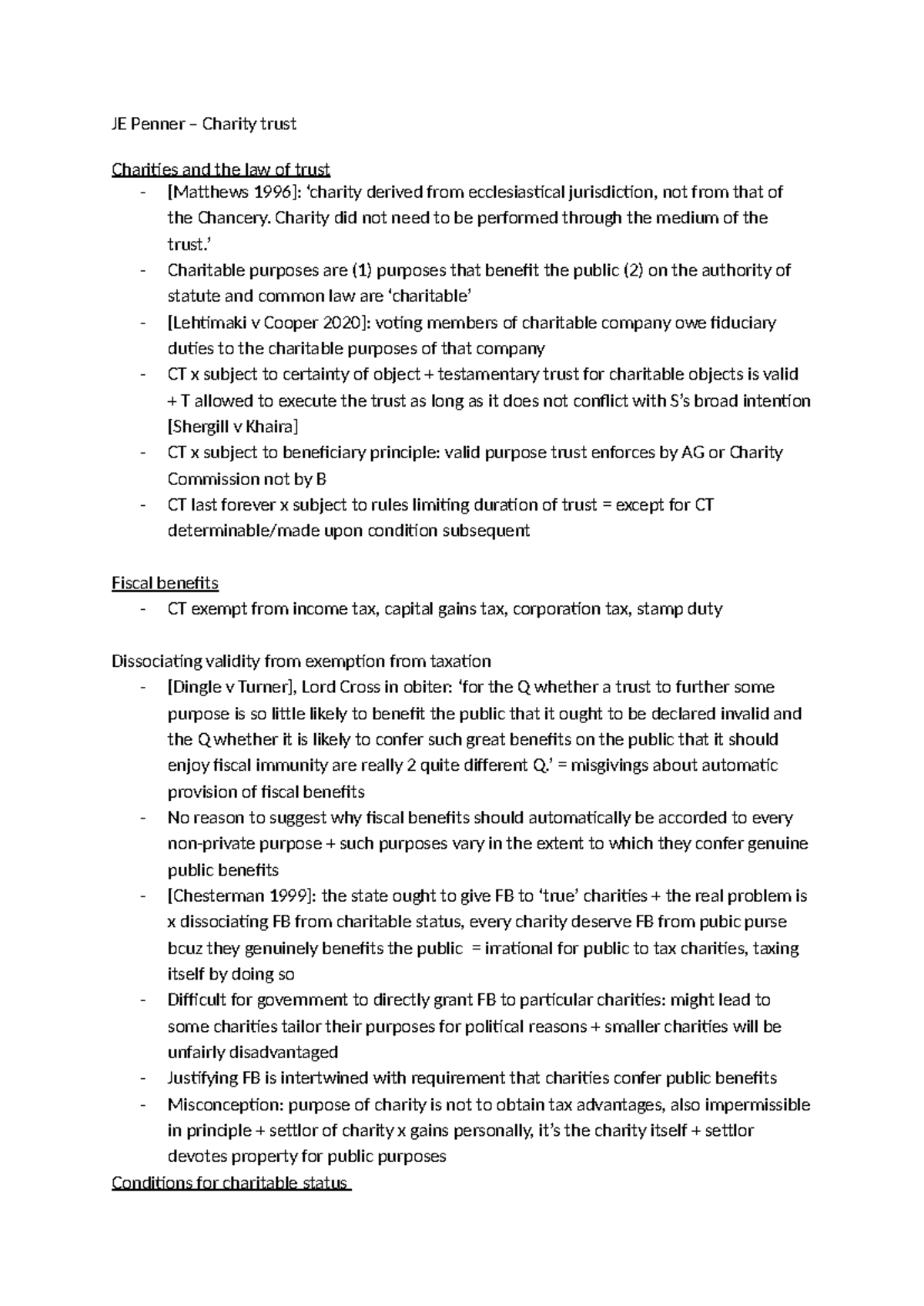 JE Penner - Charitable Trusts: Legal Principles and Public Benefits ...