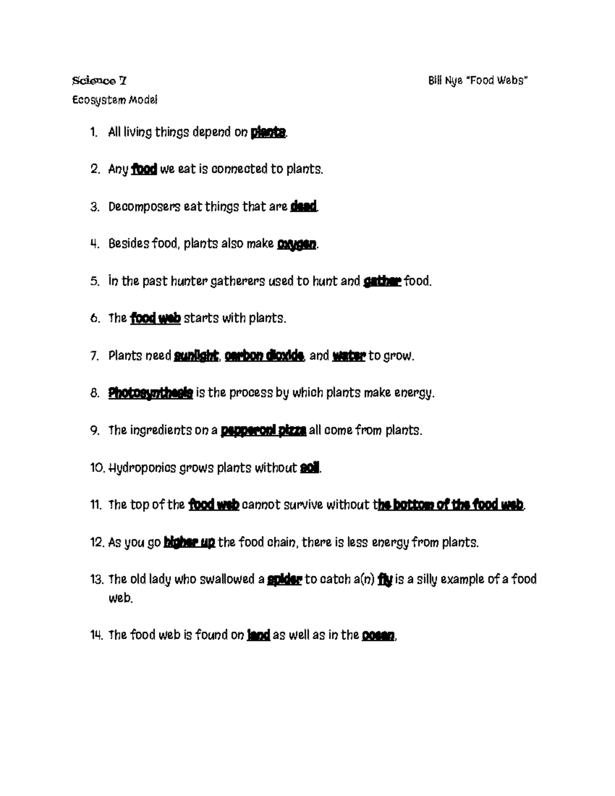 BN Science 7 Food Webs Worksheet and Ecosystem Model Insights - Studocu, image size:1200x1553