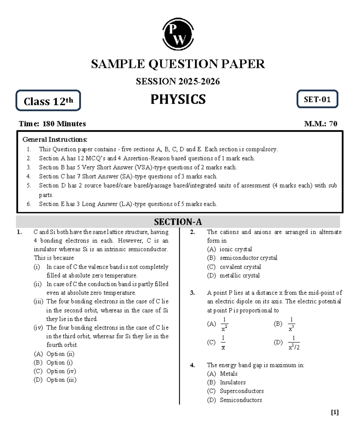 Class 12th Physics Sample Question Paper - Session 2023 - Studocu