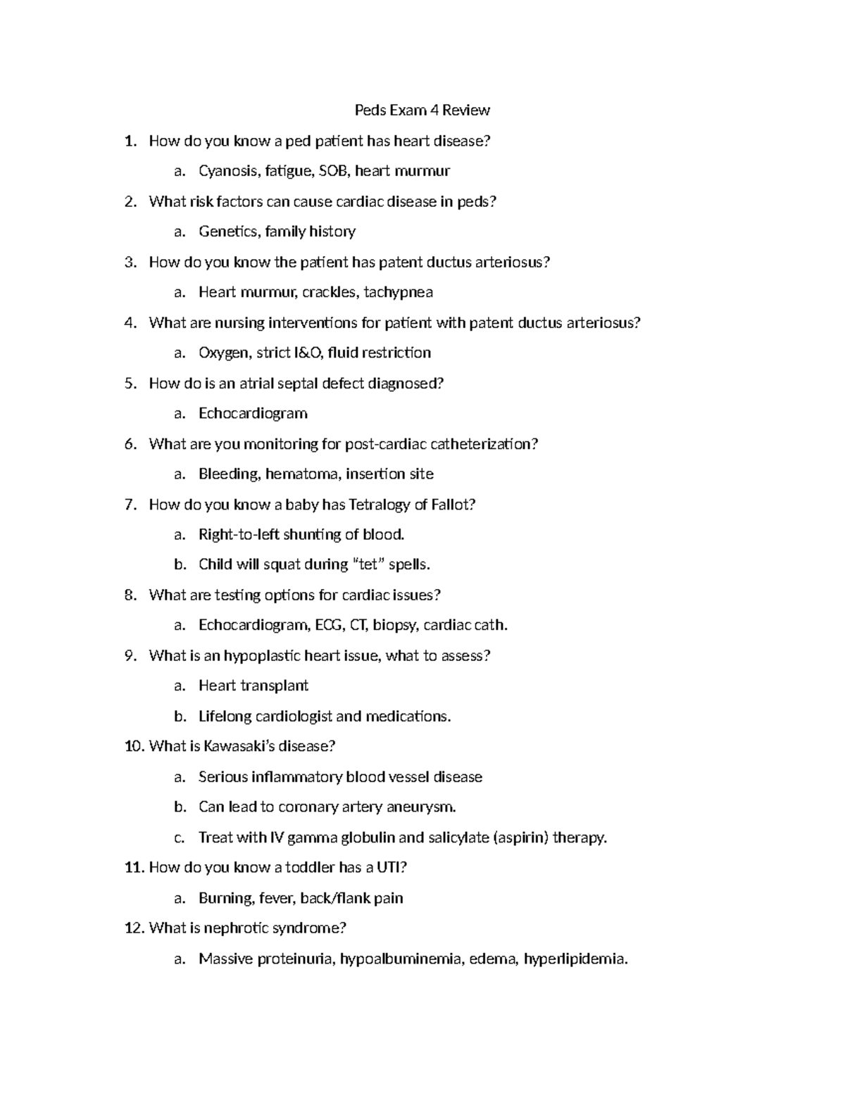 Peds NUR 301 Exam 4 Review: Key Concepts & Nursing Interventions - Studocu