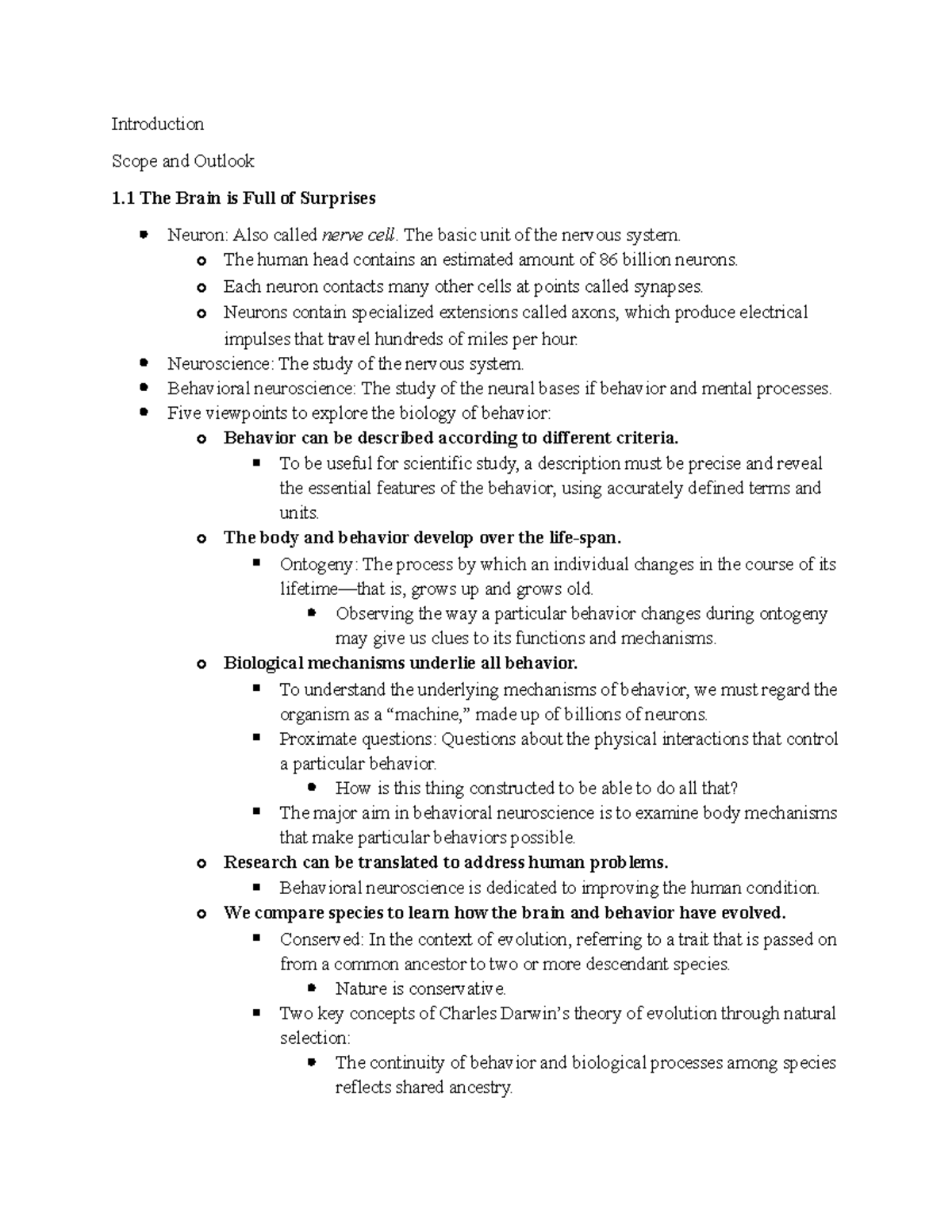 NEUR 355 Lecture Notes: Introduction to Behavioral Neuroscience - Studocu