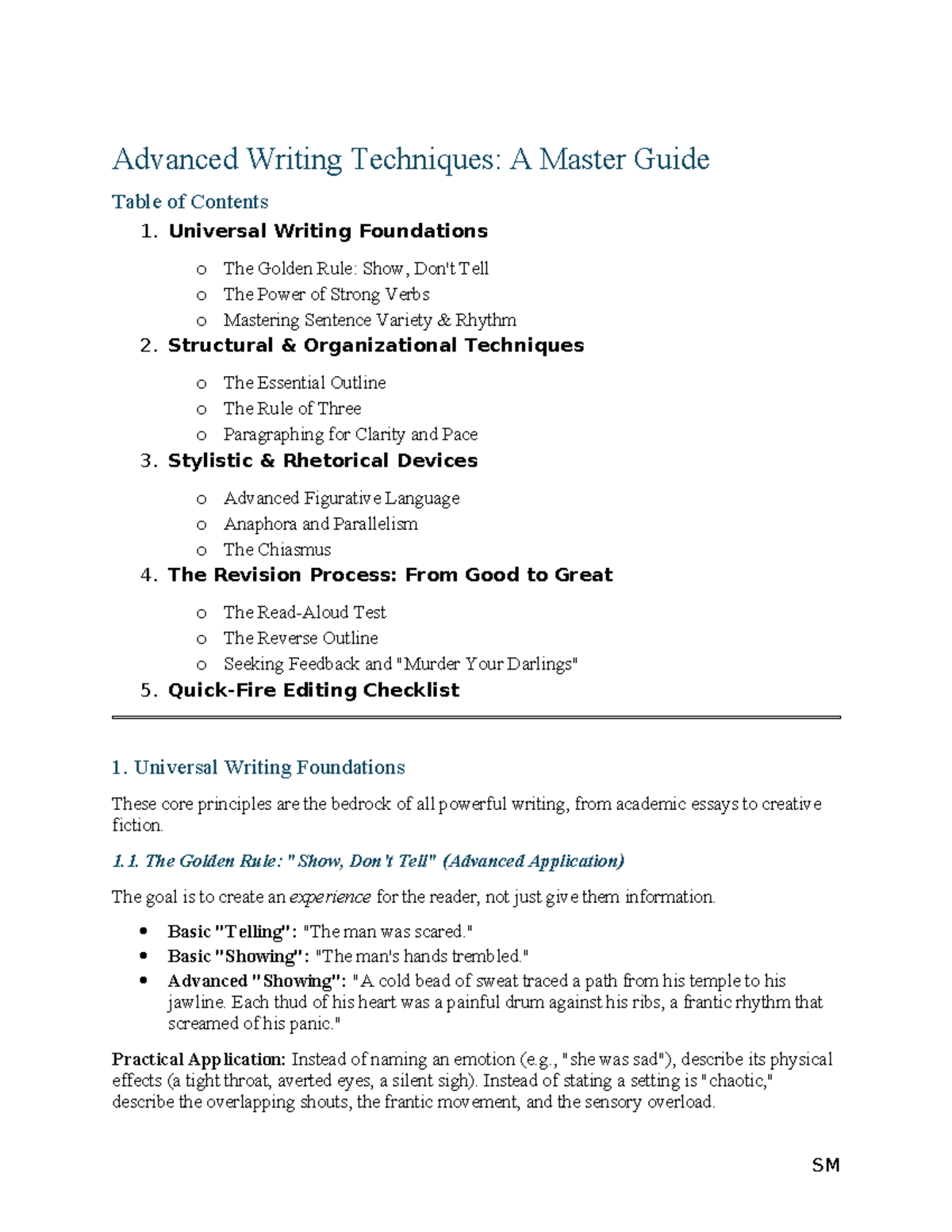 Advanced Writing Techniques: A Comprehensive Guide - Studocu