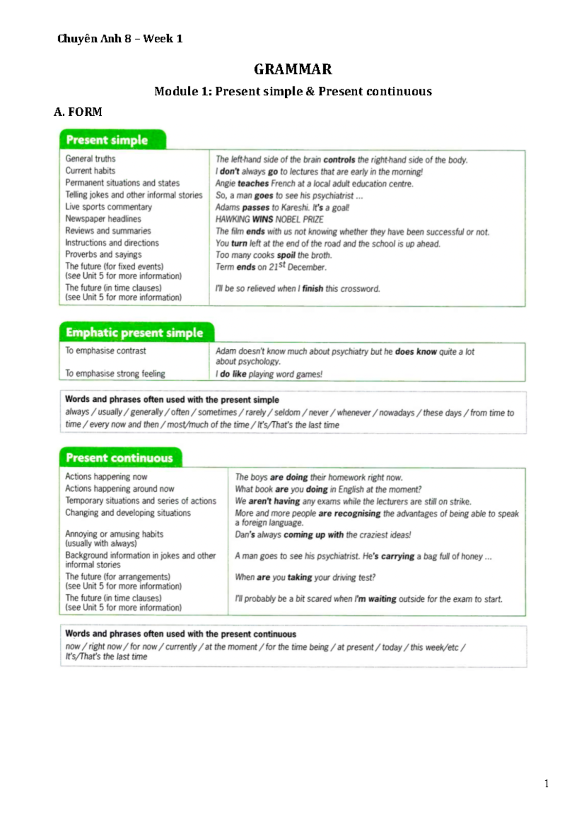 PBT C8 Week 1 - Grammar & Vocabulary Exercises - Studocu