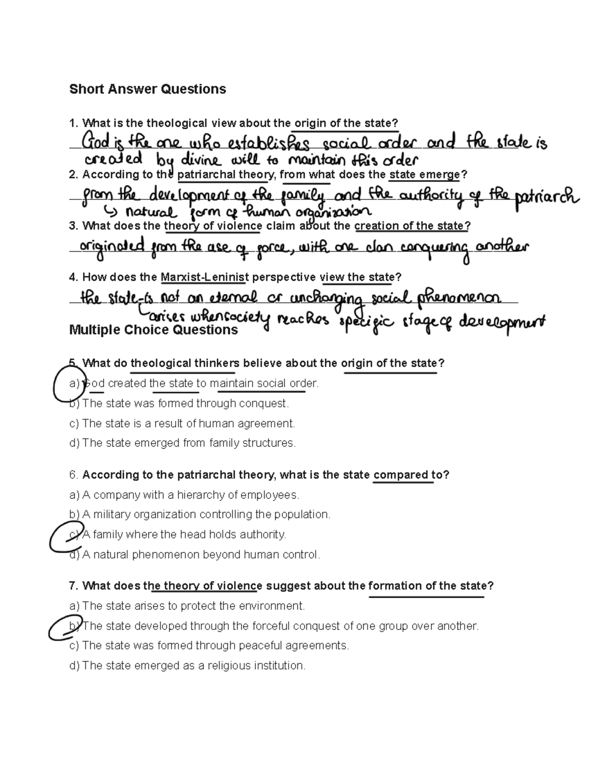 What is a State - Questions - Short Answer Questions What is the ...
