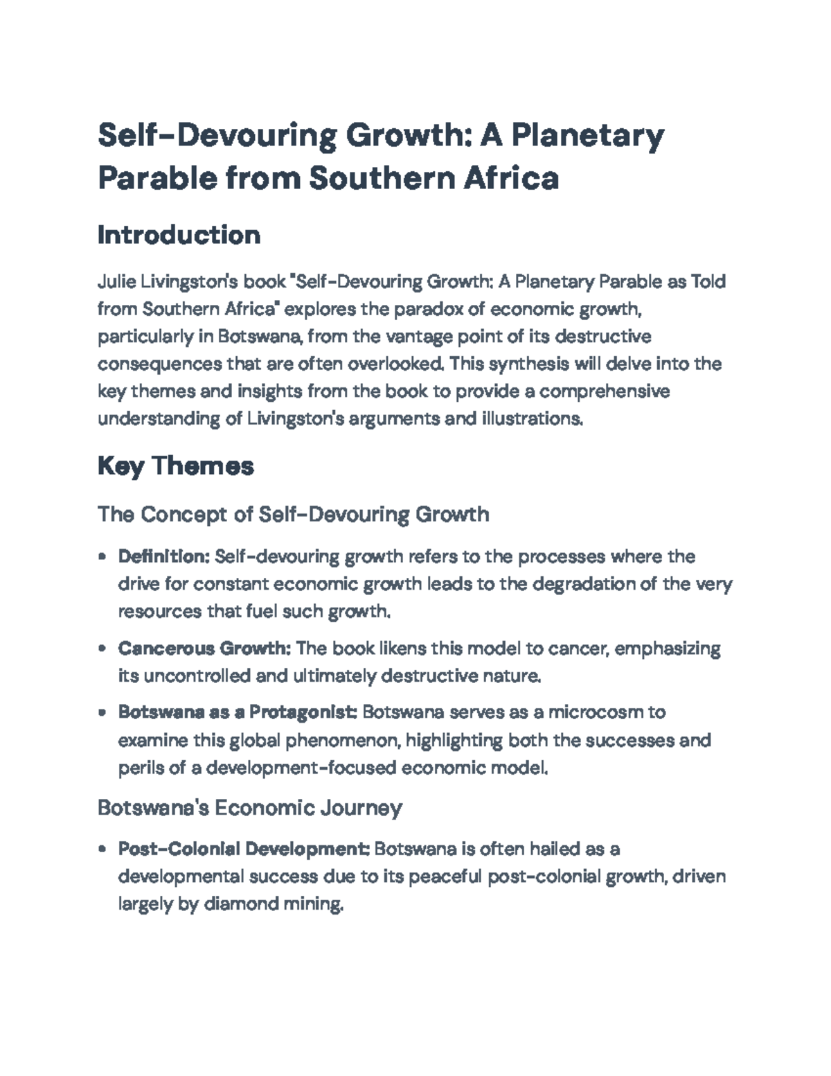 Self-Devouring Growth: Insights from Botswana in a Planetary Context ...