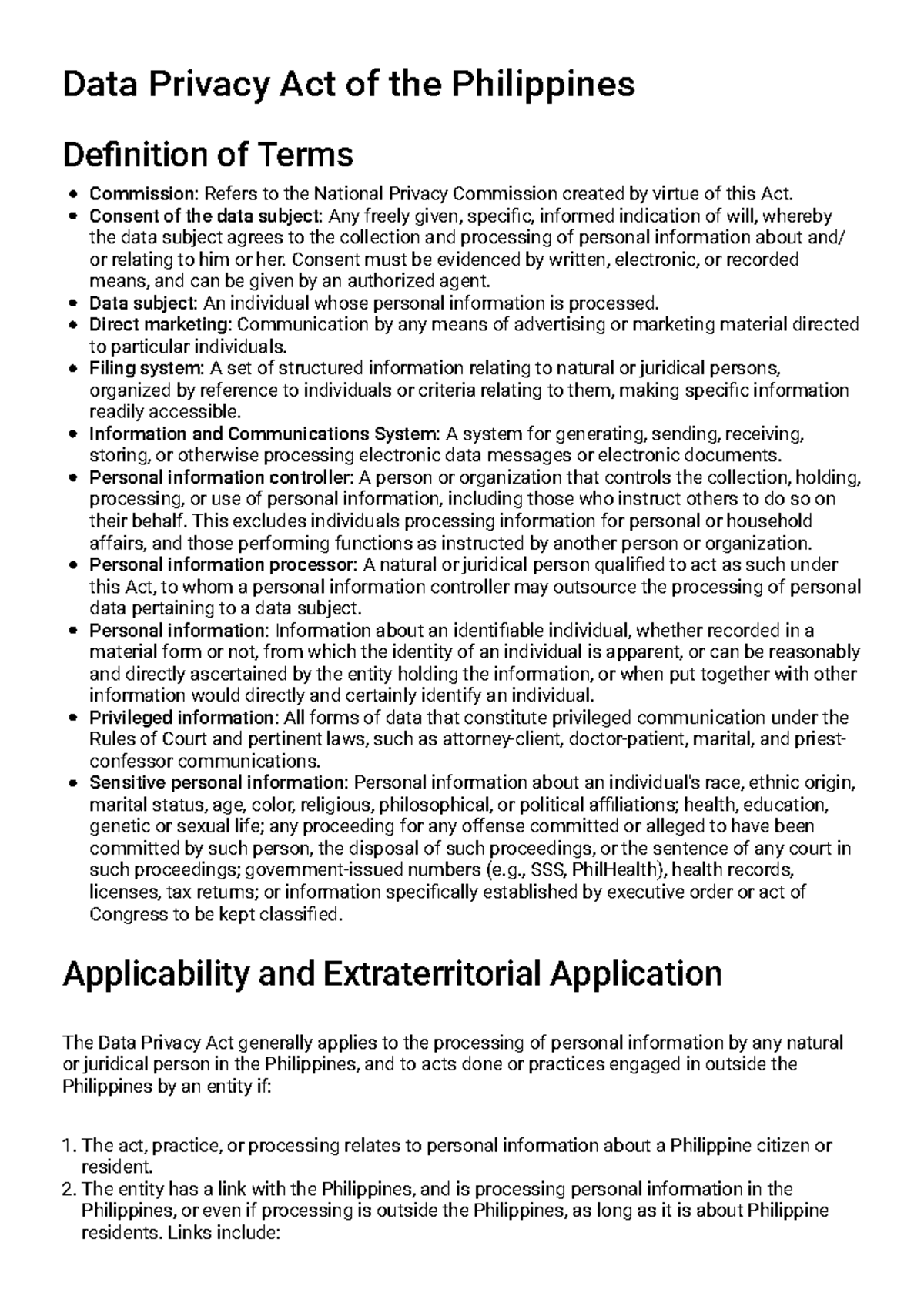 Data Privacy Act of the Philippines: Key Terms & Concepts Study Guide ...