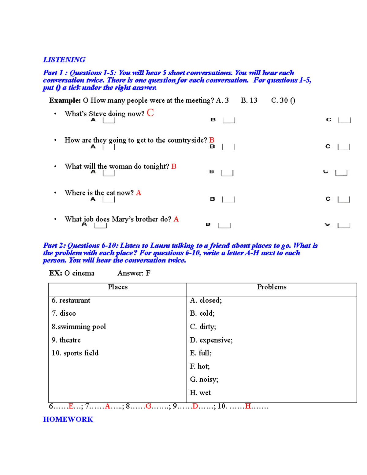 TS10 - Listening Test 1 - Conversation and Comprehension - Studocu